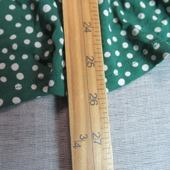 Asos Dress Womens 6 Green Polka Dot Long Sleeve Off The Shoulder Picnic Preppy - Picture 7 of 11